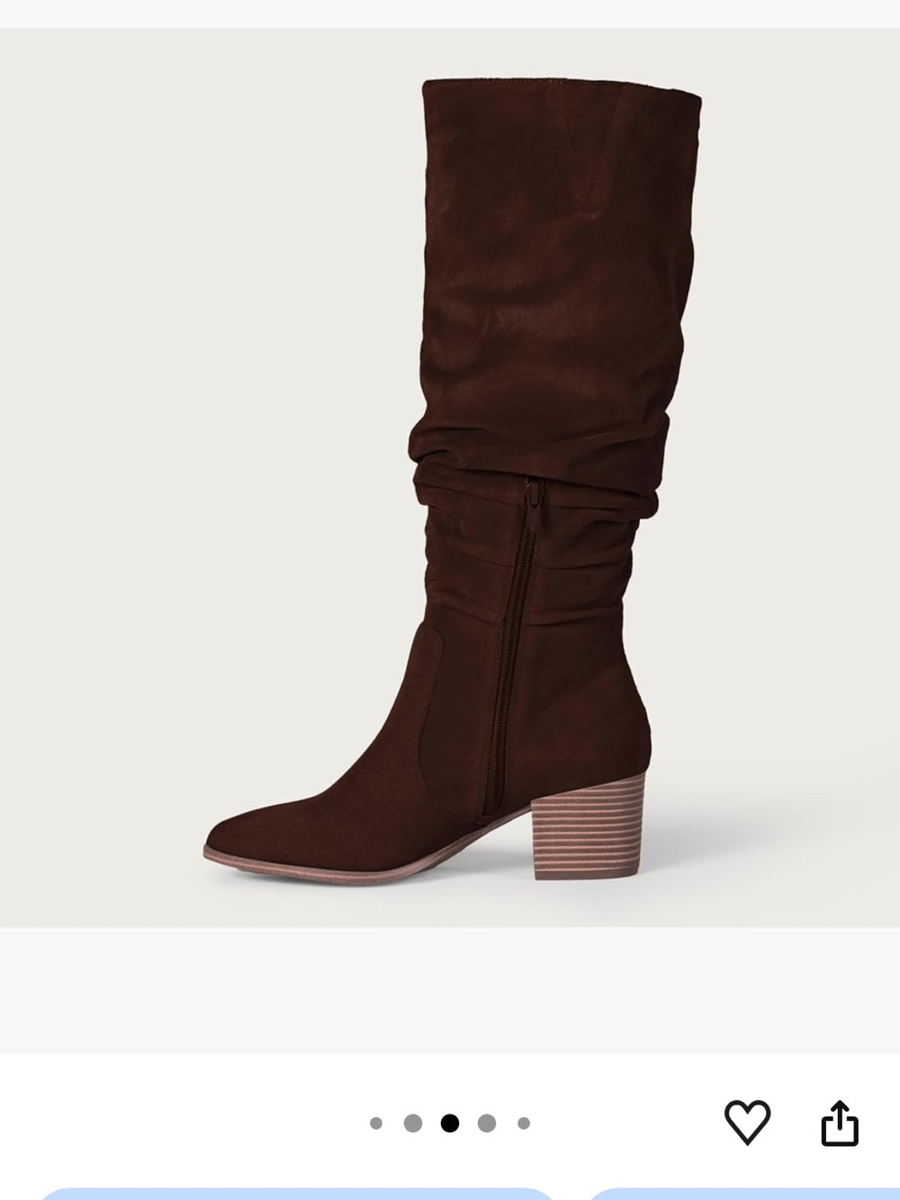 Amazon Essentials Women's Dark Brown Slouchy Mid-Calf Block Heel Boots